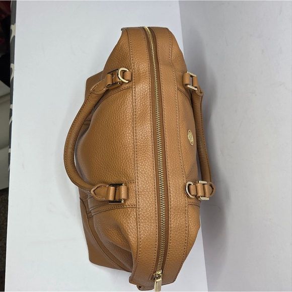 Tory Burch Mini Landon Satchel Handbag Tan Pebble Leather NO SHOULDER STRAP - Picture 3 of 11